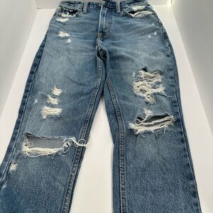 Abercrombie & Fitch Light Blue Distressed Straight Leg Jeans